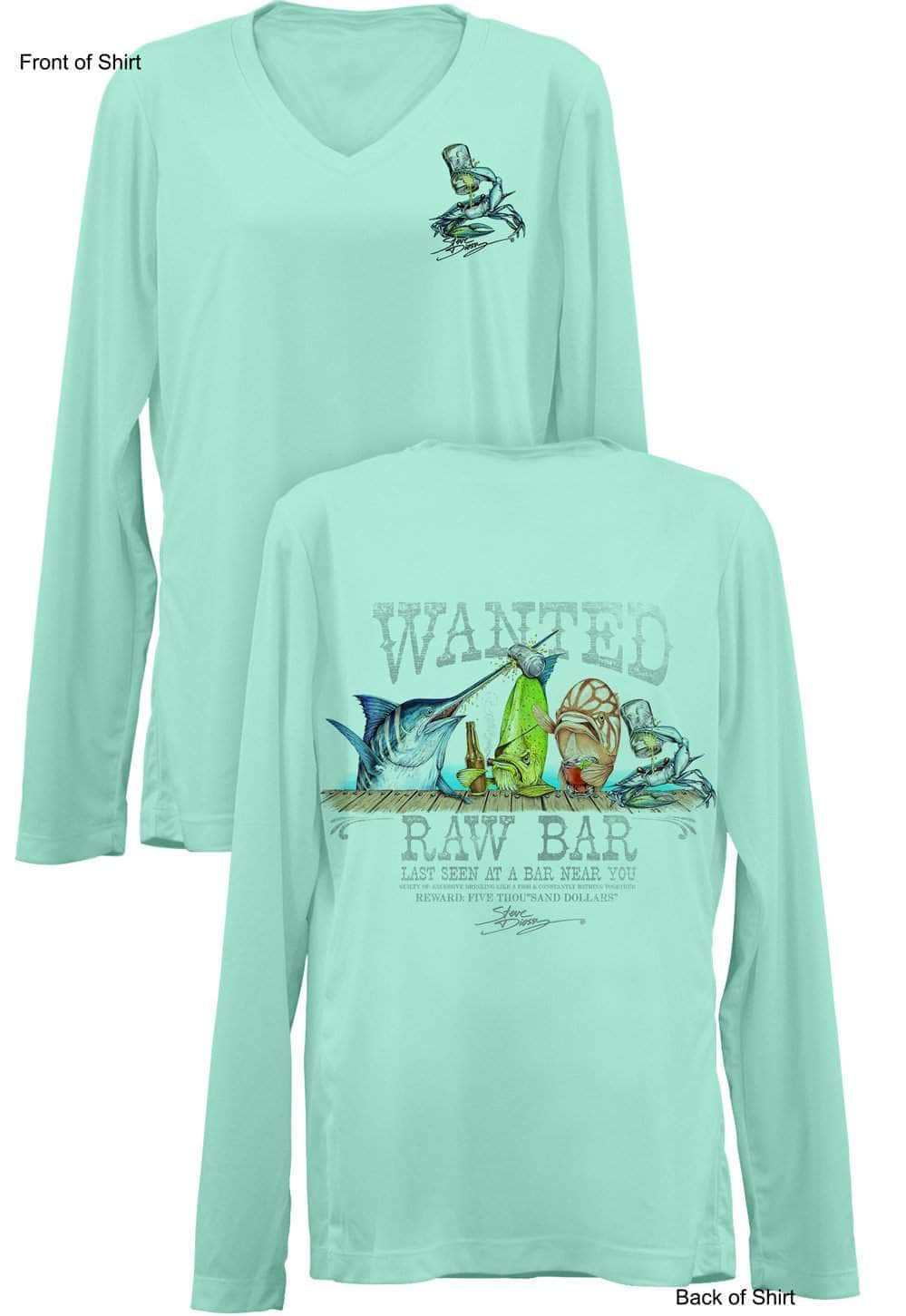 Raw Bar- Ladies Long Sleeve V-Neck-100% Polyester